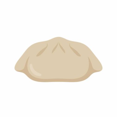 Geleneksel Asya buğulamalı çörek ya da baozi 'nin basit ve temiz bir çizimi. Bu yemek ikonu düz bir şekilde tasvir edilir, mutfak tasarımları için mükemmeldir..
