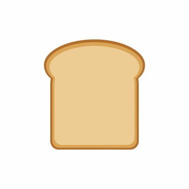 Sade beyaz bir zemin üzerinde izole edilmiş altın kahverengi kabuklu beyaz ekmek diliminin temiz ve basit bir çizgi film ikonu. Yemek, fırın ya da kahvaltı için mükemmel..