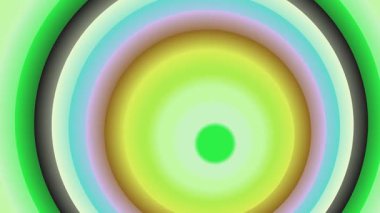 Canlı eşmerkezli halkalar dışarıya doğru titreşiyor. Neon ışıma eğimleri soyut bir döngü oluşturarak arka plan animasyonu oluşturuyor.