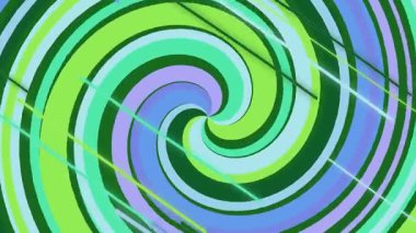 Dönen soyut bir spiralin kusursuz döngülü animasyonu. Hipnotik girdap yeşil, mavi ve lavantadan oluşan serin bir renk paleti içerir ve büyüleyici bir görsel efekt yaratır..