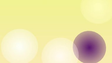 Mor bir küre ve yumuşak sarı bokeh daireleri içeren sakin ve minimalist bir hareket grafiği soluk sarı bir zemin üzerinde yavaşça yüzüyor, sakin ve soyut bir görsel yaratıyor..