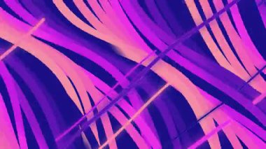 Pembe, mor ve mavi renkli soyut dalgalı çizgilerin kusursuz bir döngü animasyonu. Bu herhangi bir yaratıcı proje için modern ve enerjik bir grafik arkaplanı.