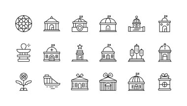 On sekiz eşsiz bina ve mimari simgelerden oluşan bir koleksiyon. Bu set bir el çizimi, karalama çizgisi sanat tarzı, çeşitli tasarım projeleri için mükemmel. Beyaz bir arkaplanda izole edilmiş.