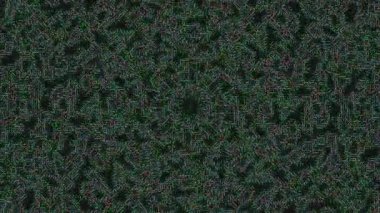 Koyu yeşil ve gri çizgilerden oluşan yoğun bir kütlenin soyut animasyonu yavaşça hareket ederek gizemli ve ürkütücü bir arka plan döngüsü yaratıyor..