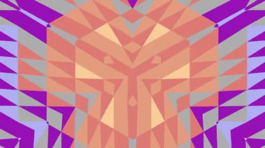 Parlak mor, turuncu ve pembe renkli soyut geometrik desenlerin kusursuz döngüsü. Bu hipnotik ve psikedelik animasyon sürekli değişen simetrik şekilleri, arka planlar için mükemmeldir..