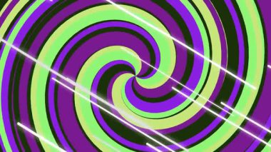 Bu video sürekli dönen mor, yeşil ve siyah çizgili hipnotik spirali içerir, arka plan, VJ döngüleri veya soyut projeler için mükemmeldir..