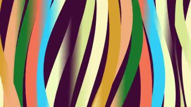 Renkli, dalgalı dikey çizgilerin koyu bir arkaplanda zarafetle hareket ettiği kusursuz bir döngü animasyonu. Bu soyut hareket grafiği modern ve akıcıdır..