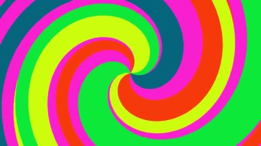 Renkli bir psikedelik girdabın kusursuz bir döngü animasyonu. Bu hipnotik girdap parlak pembe, yeşil, sarı ve kırmızı renkler içerir, canlı ve tuhaf soyut bir arkaplan yaratır..