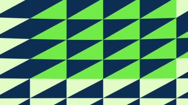Bu döngü videosu üç boyutlu bir illüzyon yaratan renkli üçgenlerden oluşan bir ızgara içeriyor. Palet canlı yeşilden serin mora kayar, modern tasarım projeleri için mükemmeldir..