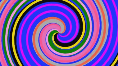 Renkli bir girdabın büyüleyici bir arka plan döngüsü. Canlı renkli bantlar hipnotik girdaba dönüşüyor. Yaratıcı projeler ve görsel gösteriler için mükemmel..
