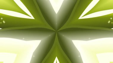 Parlayan yeşil ve beyaz kaleydoskopik desenli kusursuz bir döngü. Parlak ışıklarla dönen simetrik şekiller fütüristik ve büyüleyici bir görsel etki yaratır..