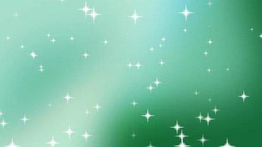Parlak beyaz yıldızların ve parlak parçacıkların güzel yeşil ve yeşil bir zeminde yüzdüğü soyut bir hareket grafiği. Şenlik ve büyülü temalar için kusursuz bir döngü.