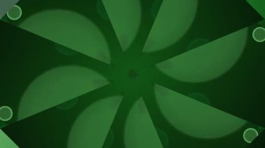 Değişen elementlerle birlikte koyu arkaplanda hareketli yeşil çiçek deseni