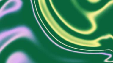 Dinamik soyut arkaplan, sarı, yeşil ve mor tonlarında pürüzsüz, akıcı neon ışık dalgaları, büyüleyici ve modern bir görsel efekt yaratır..