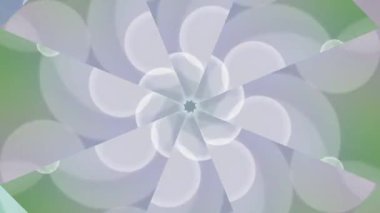 Yumuşak pastel renkleri ve gelişen geometrik şekilleri içeren büyüleyici soyut bir kaleydoskop deseni, sakin ve görsel olarak çekici bir arka plan oluşturur..