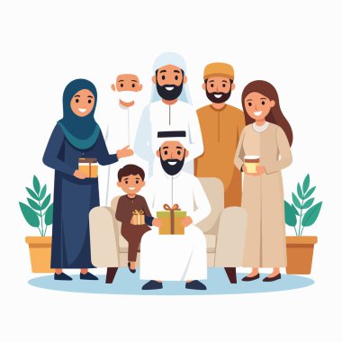 Aile sıcak, çok kültürlü bir kutlama için hediyeler ve gülümsemelerle bir araya gelir.