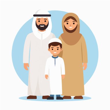 Aile portresi, geleneksel bir Arap ailesini sıcak bir resimde gösteriyor.