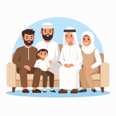 Aile, parlak bir oturma odasındaki kanepede birlikte oturur. İçtenlik ve beraberlik sergilerler.