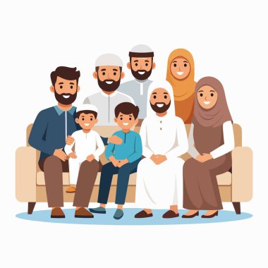 Aile grubu sıcak bir topluluk portresi için bir kanepede toplanıyor.