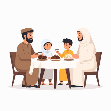 Aile, sıcak bir evde, ekmek ve çayla bir masada birlikte yemek yiyor.