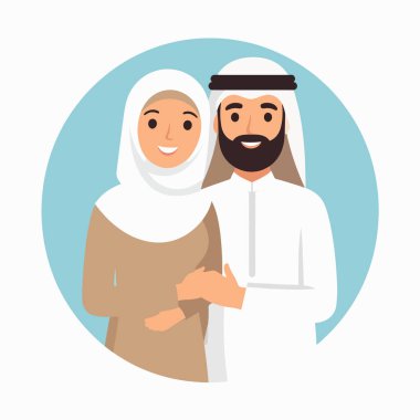 Müslüman çift, güzel bir resimde, birlikte güzel bir anı paylaşıyorlar.