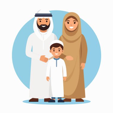 MuslimFamily 'nin sıcak resimli sahnesinde anne ve çocuk geleneksel elbiseler içinde sakin bir ortamda gülümsüyor.