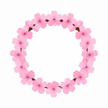 Pembe kiraz çiçekli çelenkler yumuşak pembe taç yapraklarıyla narin çiçek halkaları oluşturur.