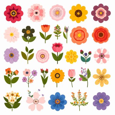 Renkli çiçeklerden oluşan çiçek ızgarası tasarım projeleri için uygun cesur bir şekilde düzenlenmiştir.