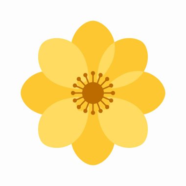 Çiçek sarı vektör çizimi katmanlı taç yapraklarıyla parlak bir çiçek gösteriyor