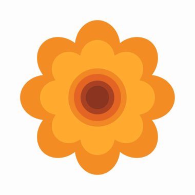 Yoğunlaştırılmış halkaları ve kalın vektör tarzında katmanlı taç yaprakları olan turuncu soyut çiçek.