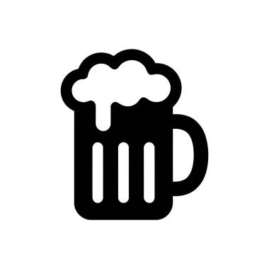 bira kupası simgesi içecek markası ve tasarım kullanımı için uygun köpüklü koyu siyah bir siluet gösteriyor