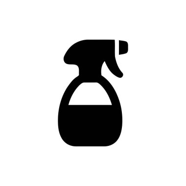 Siyah renkli sprey şişesi simgesi temizlik ürünleri grafikleri ve ev hijyeni için basit bir tasarım ideali.