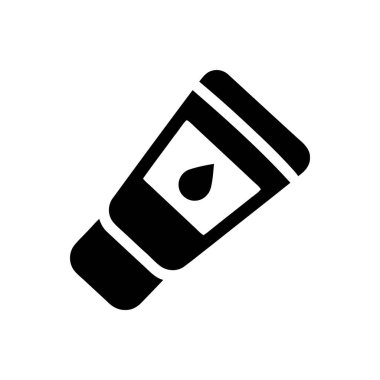 Tırnak cilası şişesi siluetini siyaha boyamış. Üzerinde basit bir etiket ve kozmetik için bir simge var.