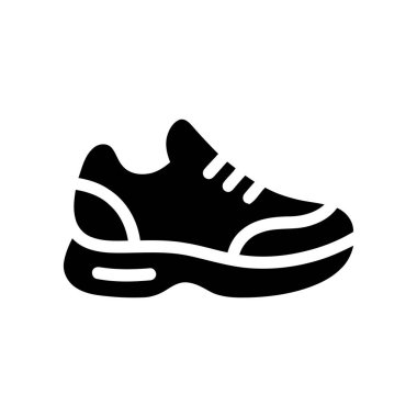 Sneaker minimal black white silhouette icon representing athletic footwear in modern illustration style
