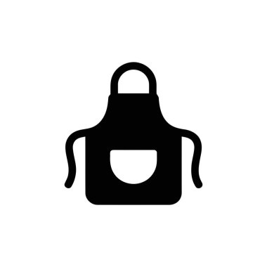 Beyaz arkaplandaki önlük silueti basit bir mutfak giysisi simgesini gösterir