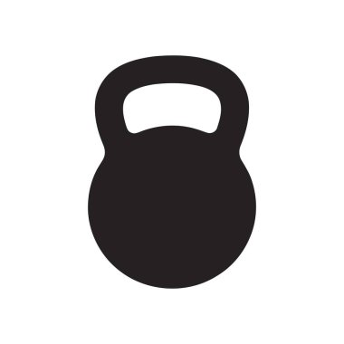 fitness markalaşması ve eğitim görselleri için uygun beyaz arkaplan üzerindeki kettlebell siluet simgesi
