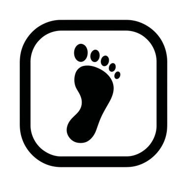 Kullanıcı arayüzü tasarımı ve markalaşması için uygun beyaz kare arkaplan üzerindeki ayak izi simgesi