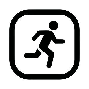 Güvenlik için yuvarlak kare işaretinde çalışan figür simgesi