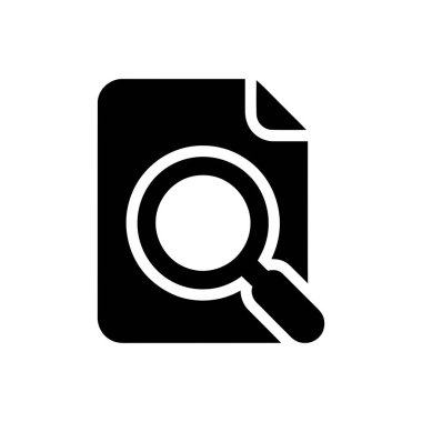 Document icon shows a magnifying glass over a sheet symbolizing search and analysis