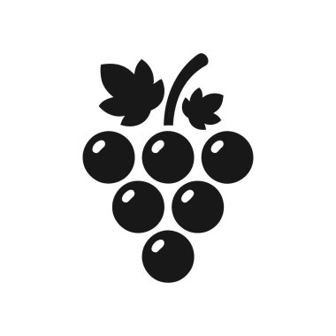 Üzüm silueti simgesi gıda markası ve grafik tasarımı için asılı bir üzüm kümesi gösterir