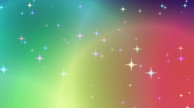Parlayan yıldızlı canlı gökkuşağı renkli arka plan