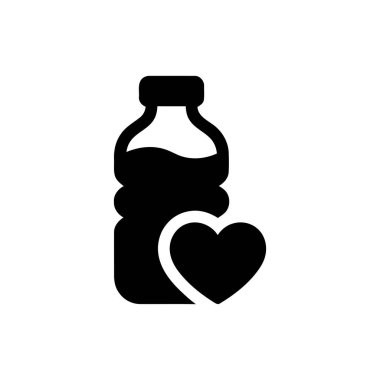 Şişe silueti kalp şeklinde, bebek bakımı, ebeveyn sevgisi kavramı siyah beyaz