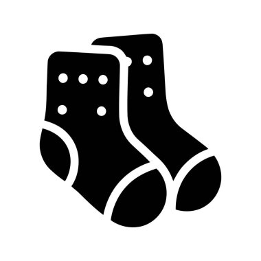 Moda tekstil kullanımı için beyaz arka planda beyaz benekli çoraplar düz dizayn simgesi