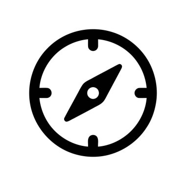 Yönlendirme ve yönlendirme rehberi için beyaz arkaplan sembolü üzerinde kuzeyi gösteren pusula simgesi yönlü ok