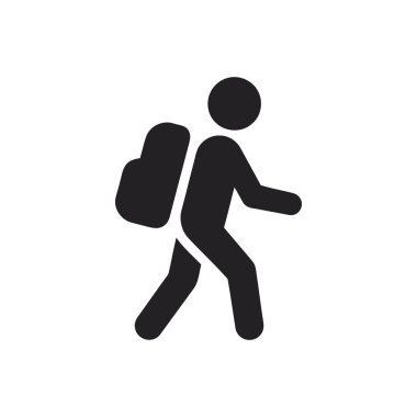 Sırt çantasıyla gezen yürüyüşçü silueti açık hava seyahatini ve macera yaşam tarzını simgeliyor.