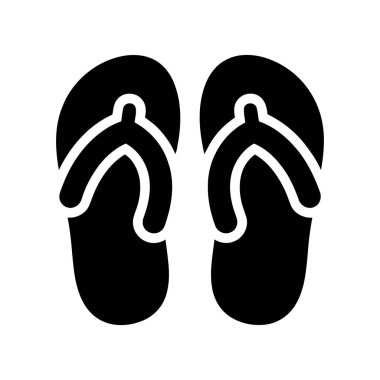 parmak arası terlikler siyah vektör çizimi basit siluet beyaz arka plan yaz plaj ayakkabısı tasarımı konsepti