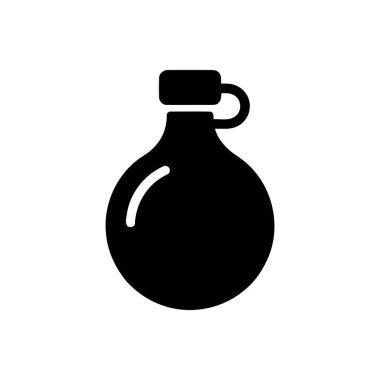 Beyaz zemin üzerinde vurgu ve durdurma ana hatları içeren siyah şişe silueti simgesi