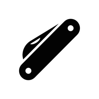 Bıçak simgesi, çok yönlülüğü ve pratik tasarımı sembolize eden kısmen açık bir bıçak ile kompakt cep aracı içerir