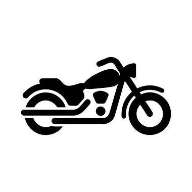 Çeşitli tasarım projeleri için uygun temiz beyaz arkaplan üzerinde motosiklet simgesi siyah siluet grafik çizimi