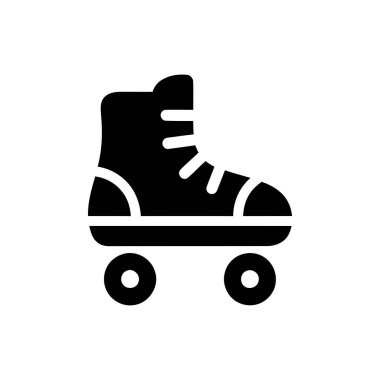 Temiz bir arkaplanda boş zaman ve spor aktivitelerini temsil eden siyah beyaz grafik tasarımı içinde paten ikonu